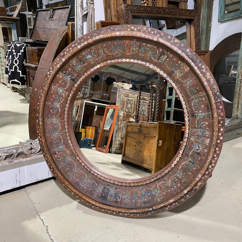 Large Hand Painted Circular Wall Mirror