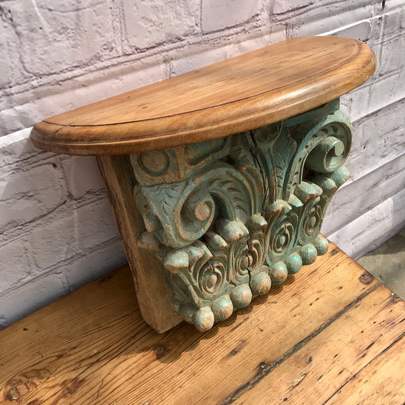 UPCYCLED ANTIQUE INDIAN ARCHITECTURAL BRACKET WALL SHELF