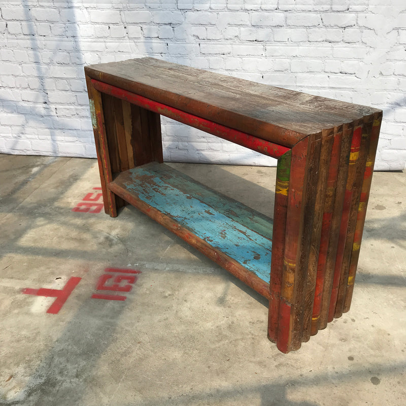 RECLAIMED VINTAGE BAMBOO & HARDWOOD CONSOLE (W130CM | H82CM)