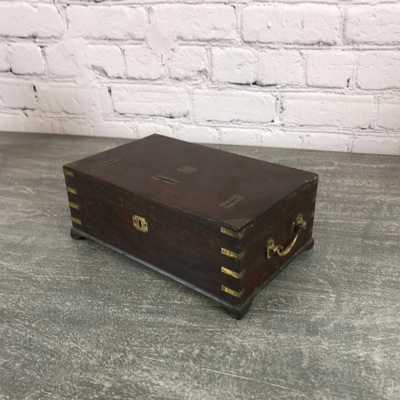 Classic Anglo-Indian teak “Merchant’s” box with brass details | 33390