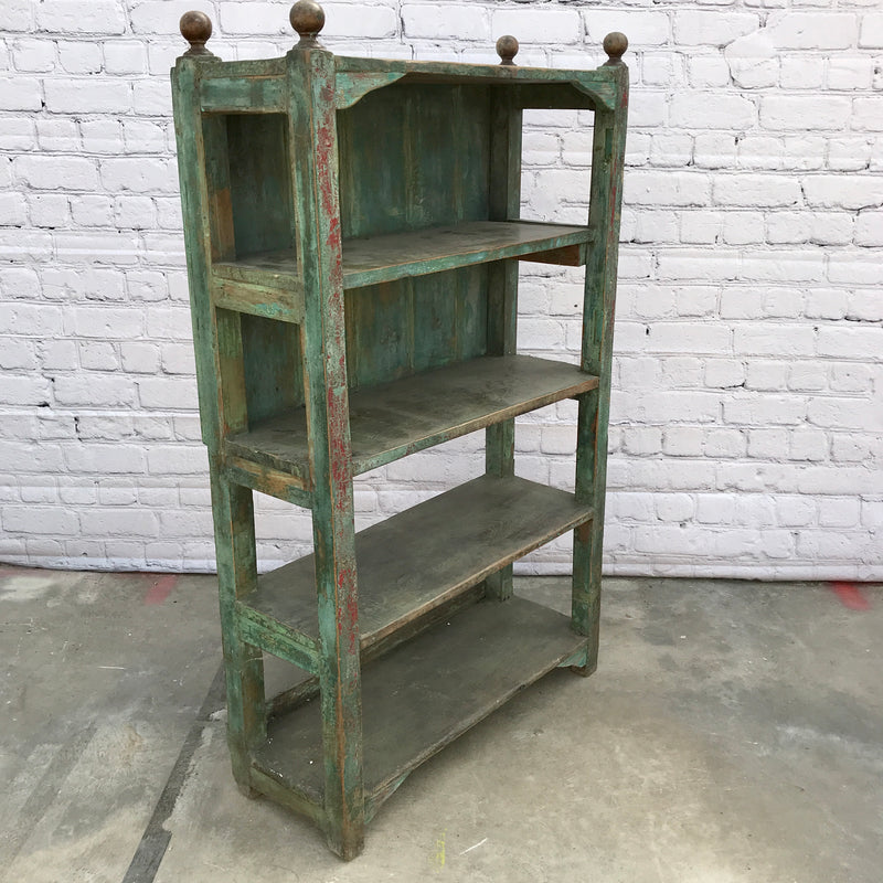VINTAGE INDIAN SHELVING | GREEN & RED PATINA (H136CM | W81CM)