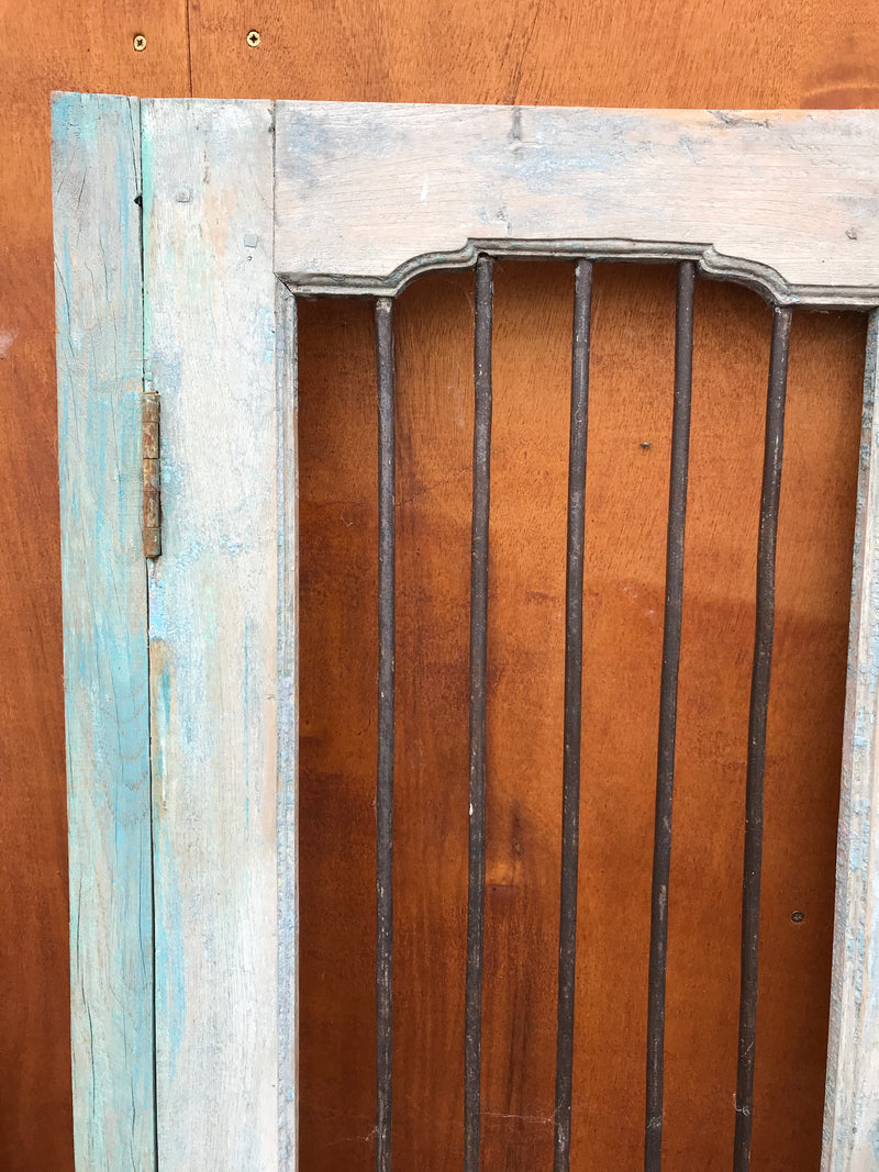 Vintage Indian gate with faded turquoise painting | h183cm w120cm (W)