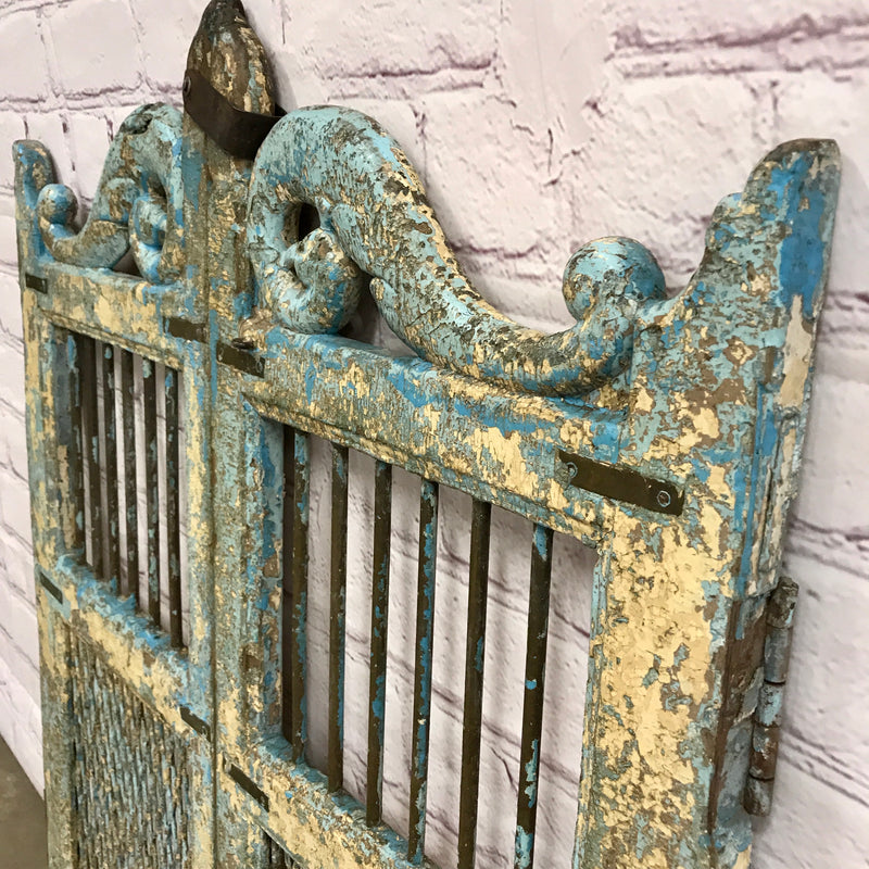 Vintage Indian Garden Dog Gate | Blue Peacocks