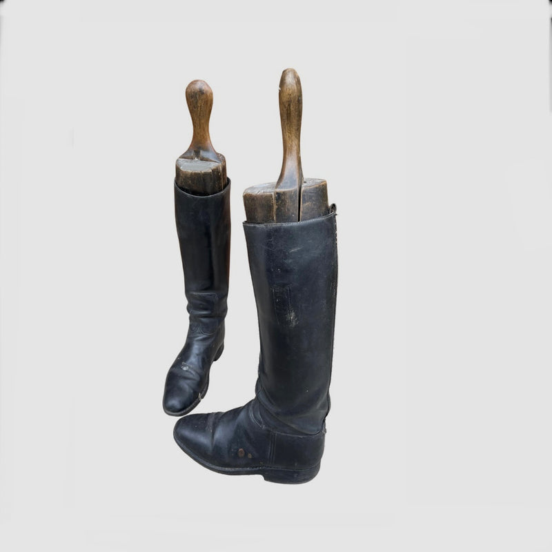 Pair of Leather Riding Boots & Stretchers • Watts brand