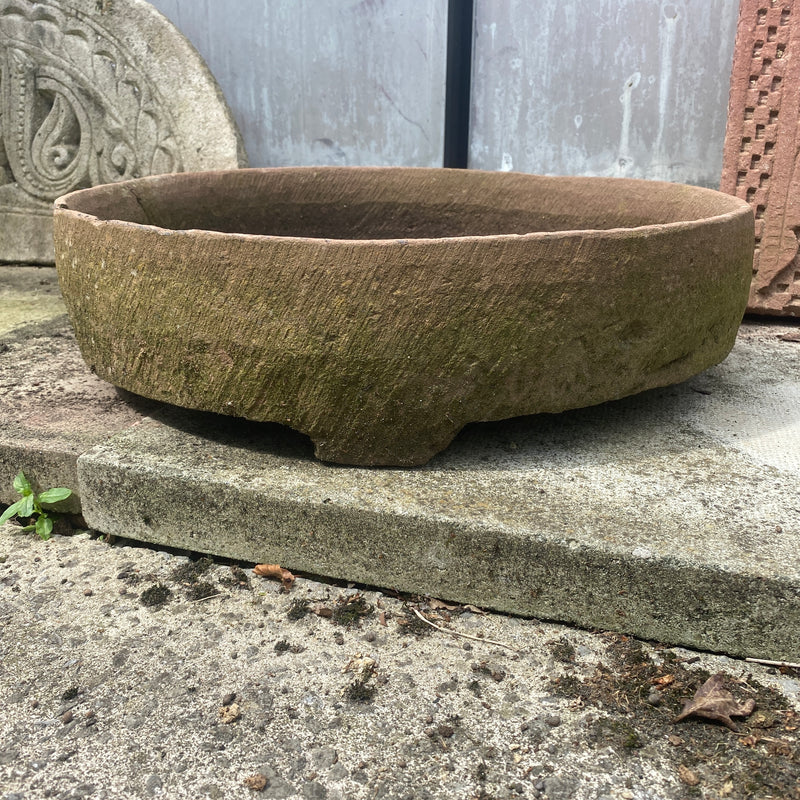 Vintage Indian Stone Bowl Planter (Ø55cm x h15cm)