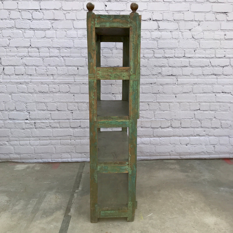 VINTAGE INDIAN SHELVING | GREEN & RED PATINA (H136CM | W81CM)