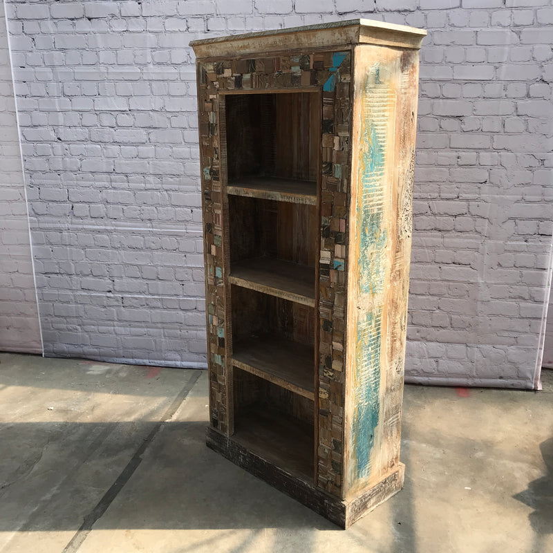 Reclaimed Indian teak wood bookcase shelving