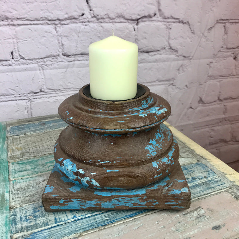 Salvaged Indian pillar base candle holder | ø21cm
