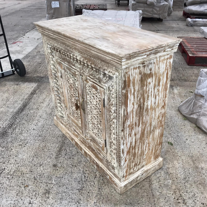 HAND CRAFTED INDIAN HARDWOOD CABINET | 2DR