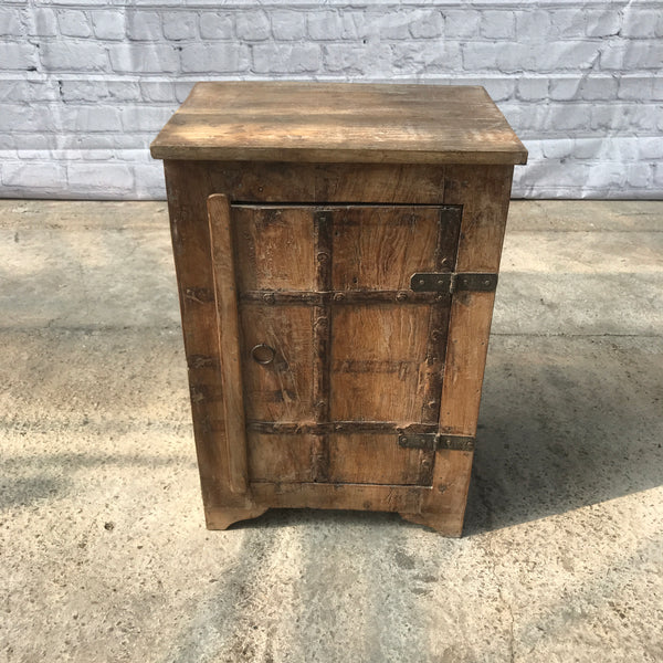 Rustic reclaimed wood bedside table