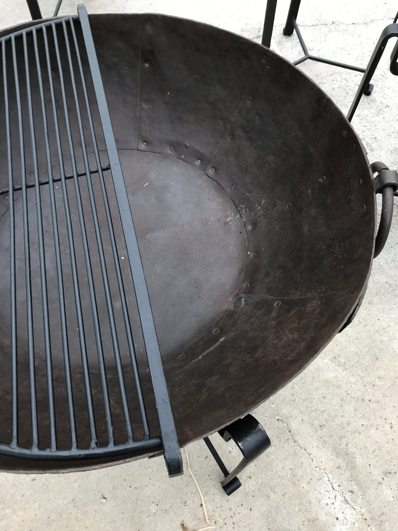 Ø83CM D25CM • Original Indian fire bowl, stand & grill