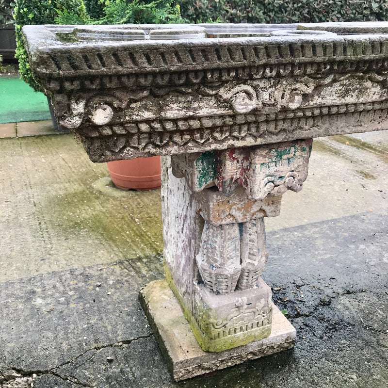 Antique Indian Stone Water Table for 7 Water Pots
