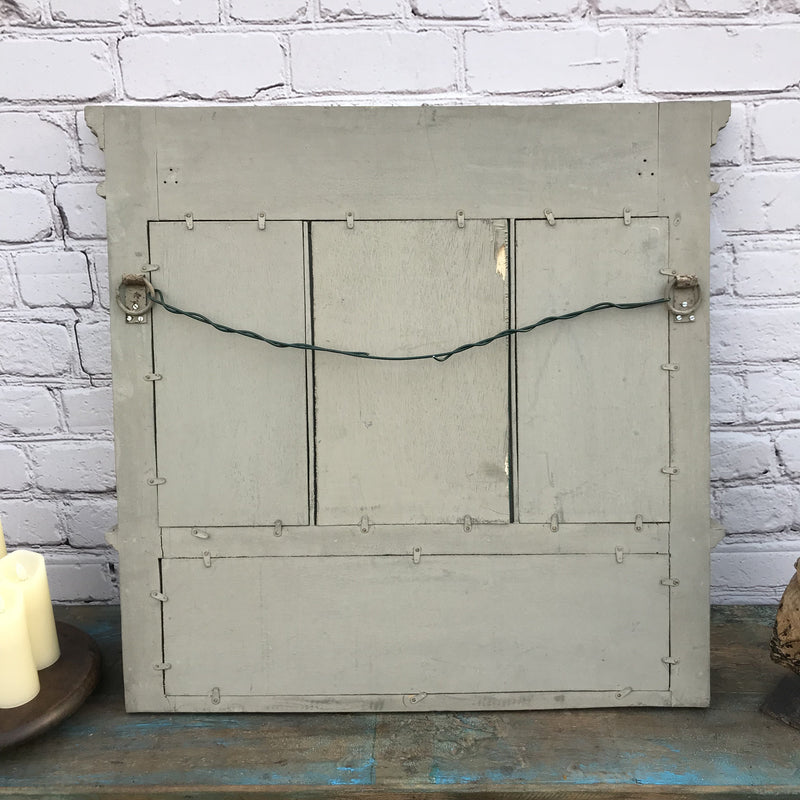 SOLID GREY PAINTED WALL MIRROR WITH SHELF (W76CM | H74CM)