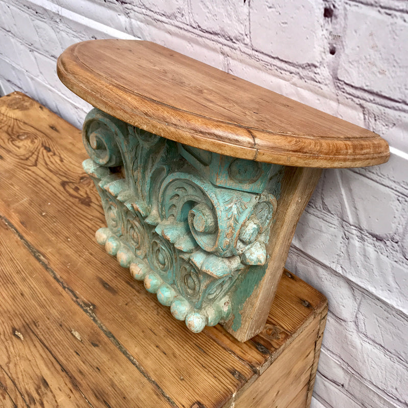 UPCYCLED ANTIQUE INDIAN ARCHITECTURAL BRACKET WALL SHELF