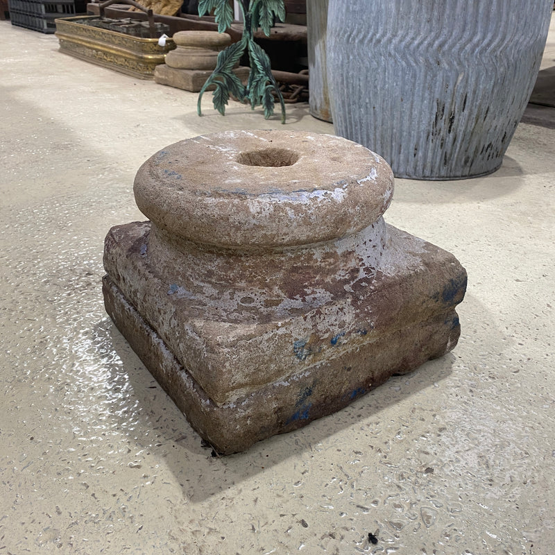 Antique Carved Stone Pillar Base Plant Stand Plinth (w33cm x h24cm)