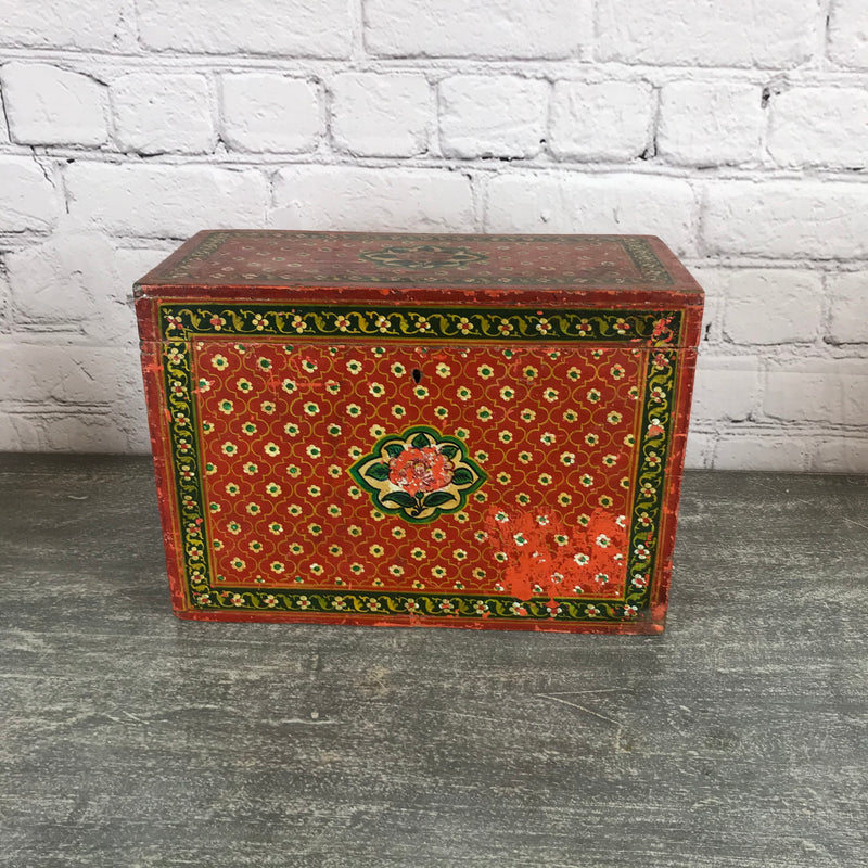 Vintage hand painted Indian box | Red (W39cm | H28cm)