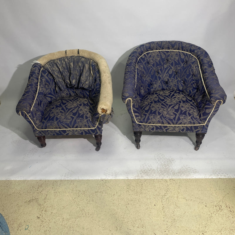 Pair of Edwardian Tub Armchairs For Re-Upholstery