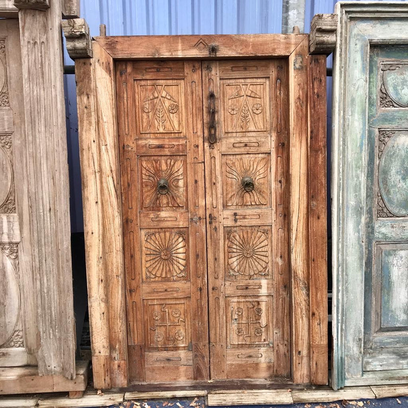 Antique Indian Carved Door in frame (H210cm | W145cm)