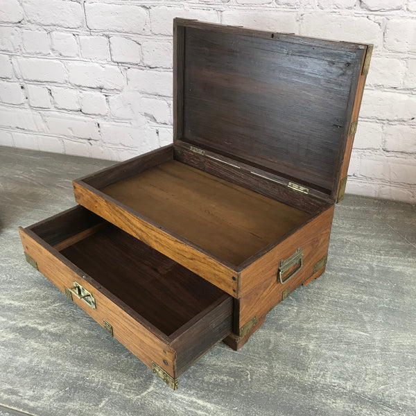 Vintage teak and brass Indian desk box | 45249