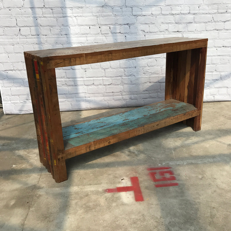 RECLAIMED VINTAGE BAMBOO & HARDWOOD CONSOLE (W130CM | H82CM)