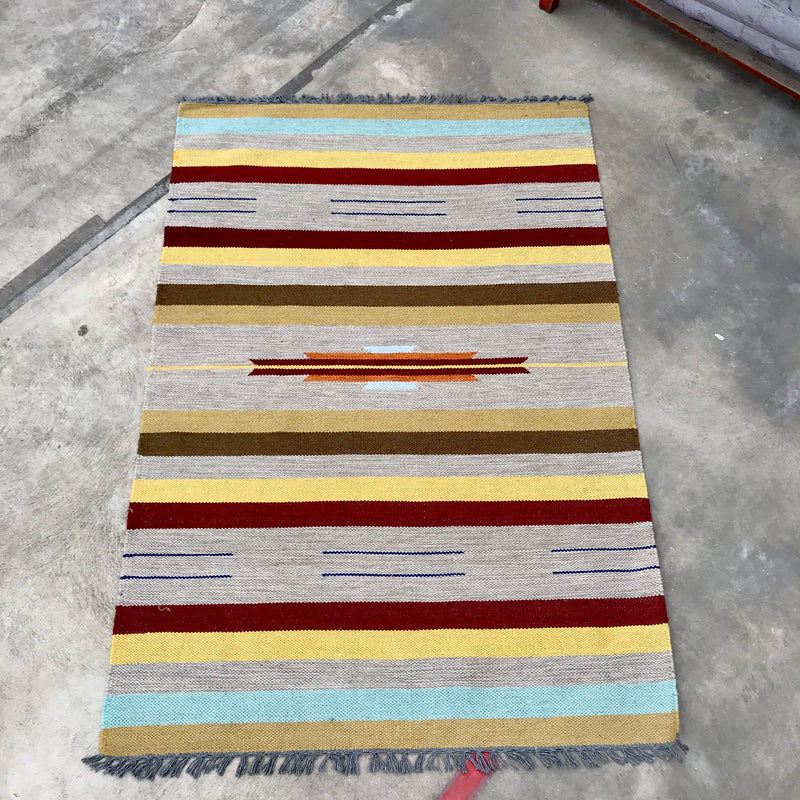 Hand Woven Striped Rug Indian rug (180cm x 120cm)