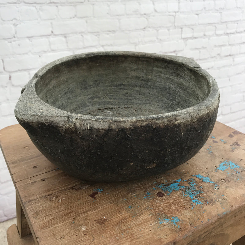 Ancient cookware soapstone bowl | ø24.5cm
