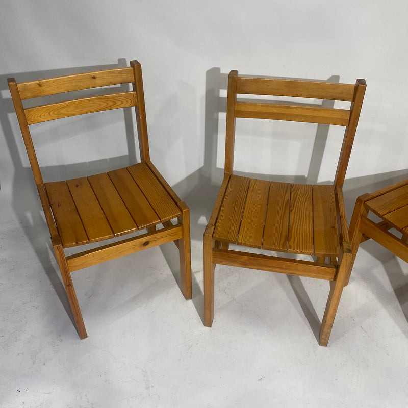 3 x Vintage Mid Century Pine Dining Chairs