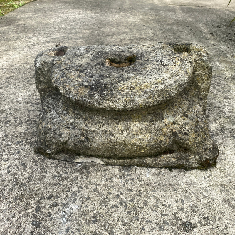 Antique Carved Stone Pillar Base Plant Stand Plinth (w40cm x h20cm)