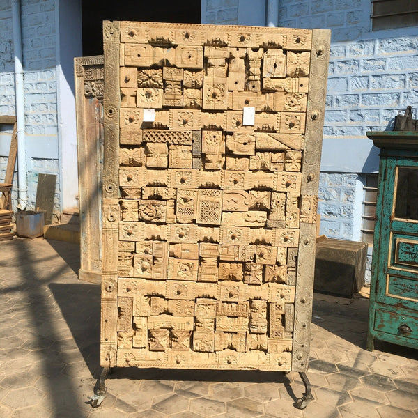 Upcycled Antique Indian Door Pieces Wall Decor Screen (H200CM | W117CM)