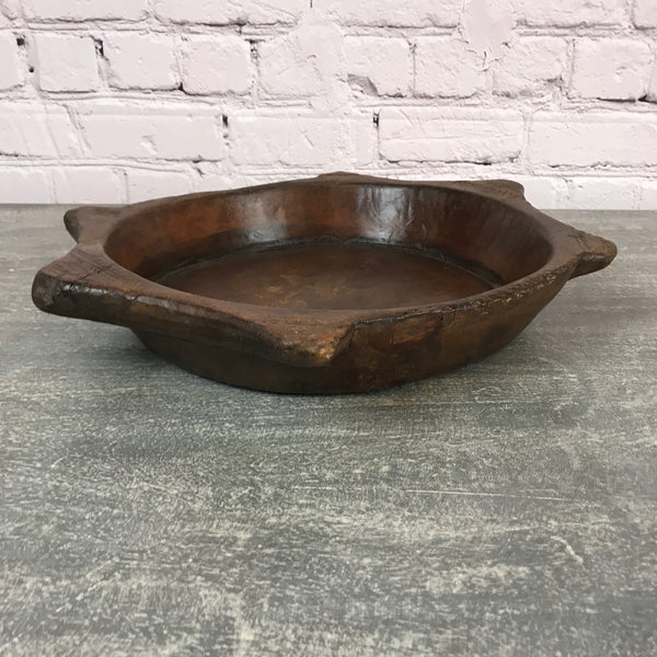 W49cm • Ø36cm | Vintage teak Indian hand carved dough bowl