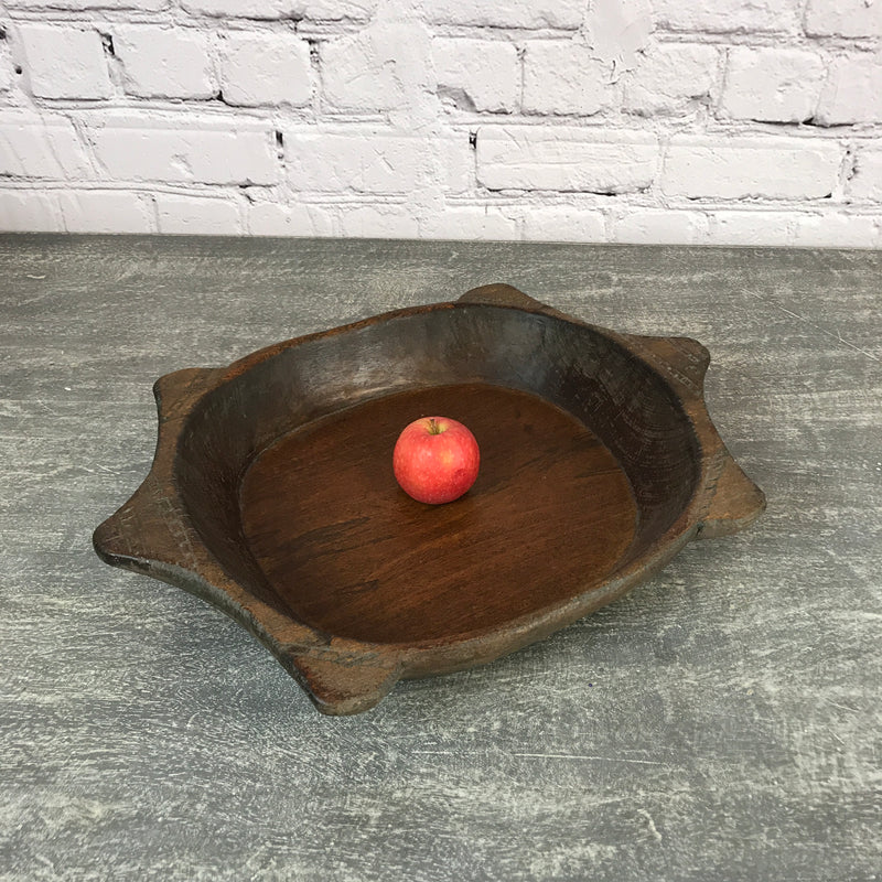 W49cm • Ø37cm | Vintage teak Indian hand carved dough bowl