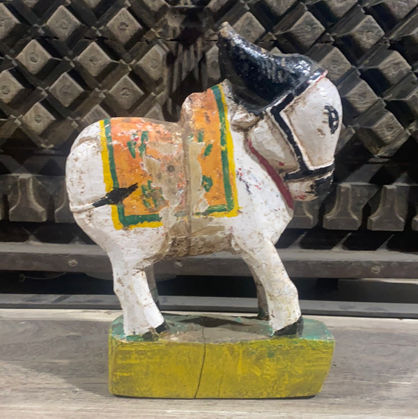 Antique Indian folk art Nandi bull toy