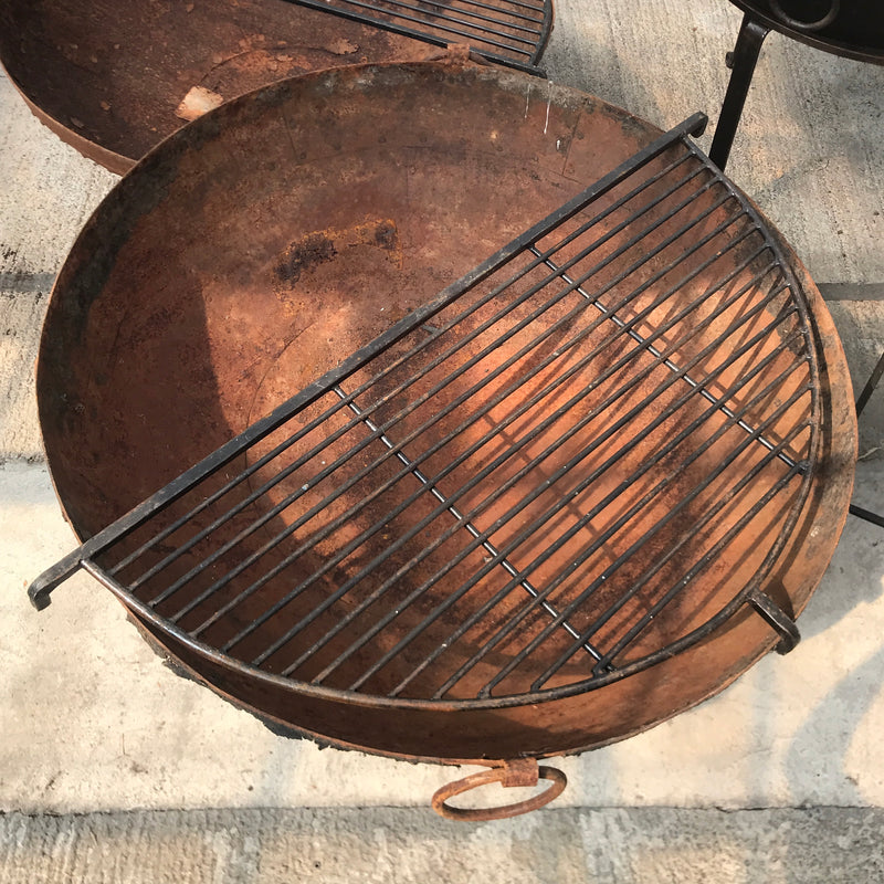 Original Vintage Kadai Fire Bowl with Custom Stand & Grill | ø98cm • (h w)