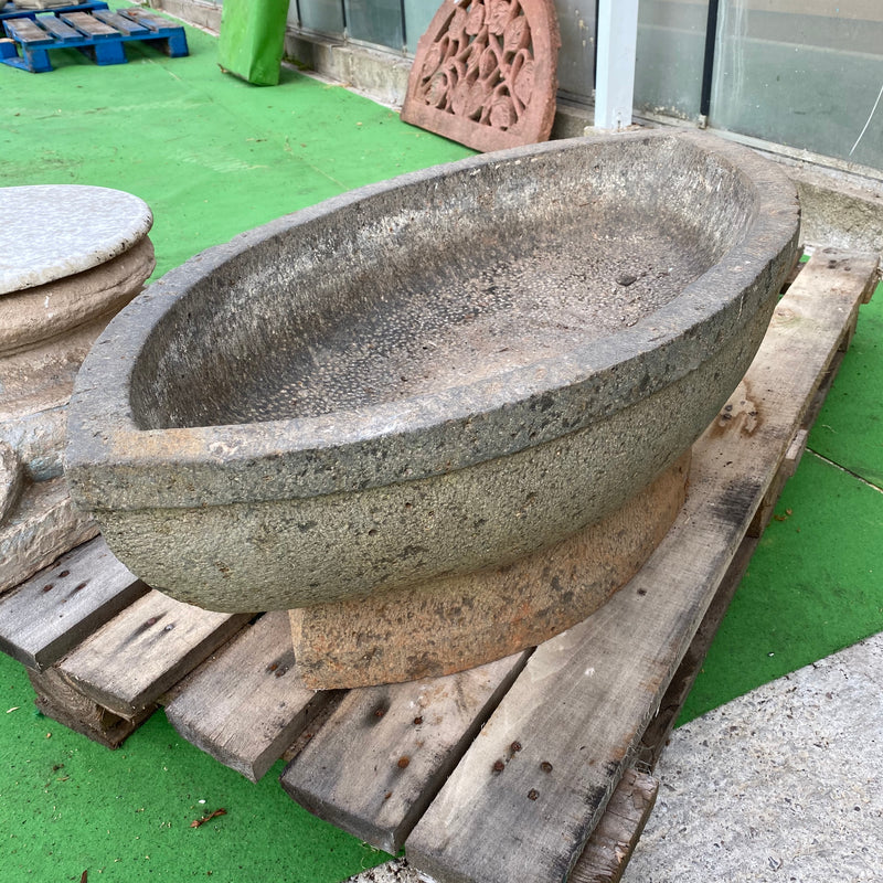 Large Decorative Granite Stone Mortar Bowl Planter (W:80CM)