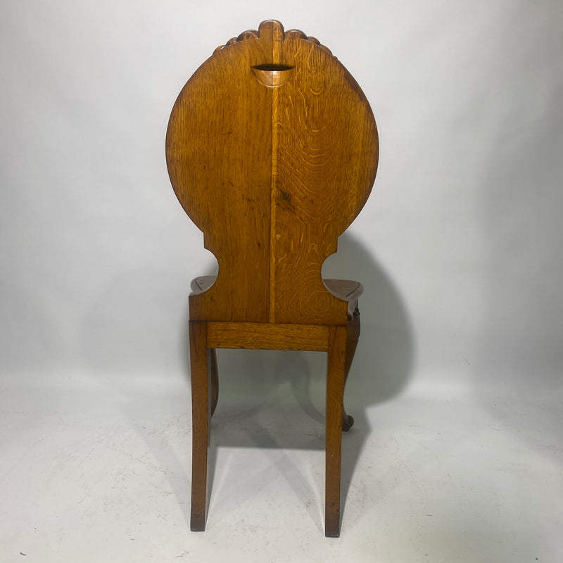 Antique Hand Carved Oak Hall Chair