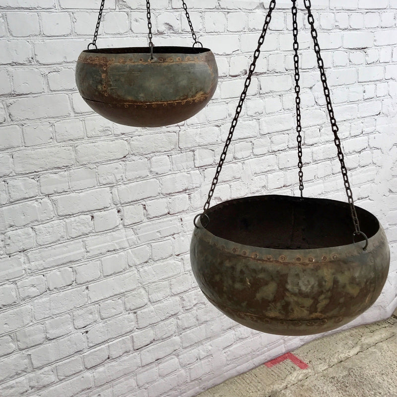 Upcycled Vintage Indian Water Pot Hanging Planter | ø33cm