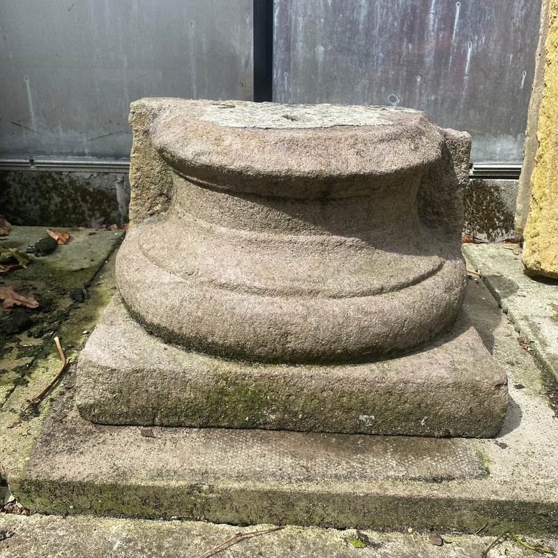 Antique Carved Stone Pillar Base Plant Stand Plinth (w42cm x h28cm)