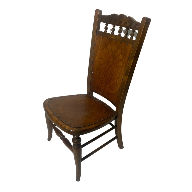 Antique Beech Moulded Panelled Occasional Chair