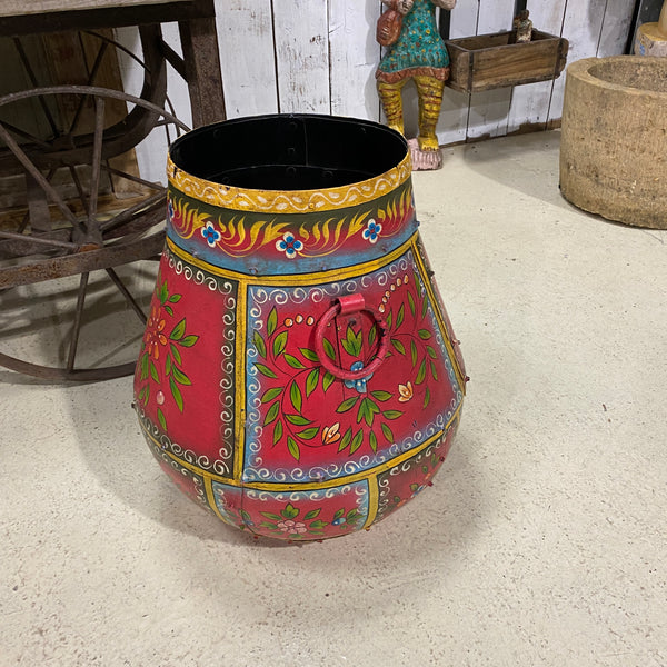 Upcycled Hand Painted Vintage Indian Water Pot (H45CM)