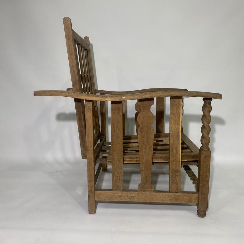 1920s Arts & Crafts Oak Recliner Armchair