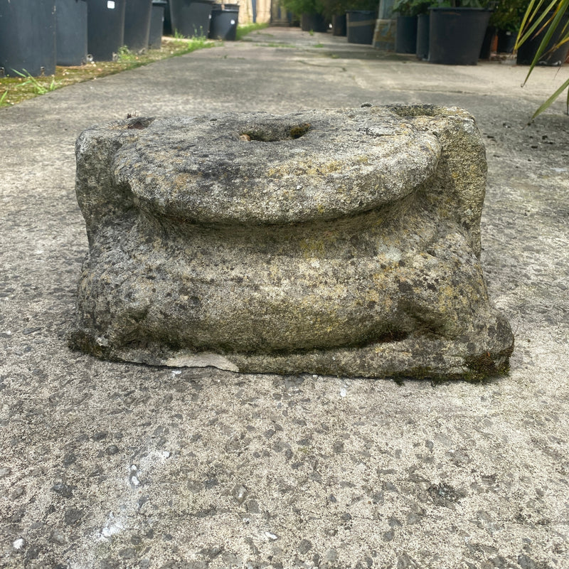 Antique Carved Stone Pillar Base Plant Stand Plinth (w40cm x h20cm)