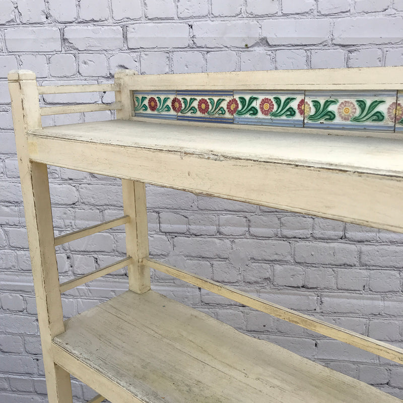 Anglo Indian painted wood and tile shelving