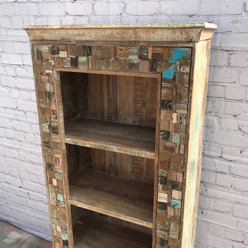 Reclaimed Indian teak wood bookcase shelving
