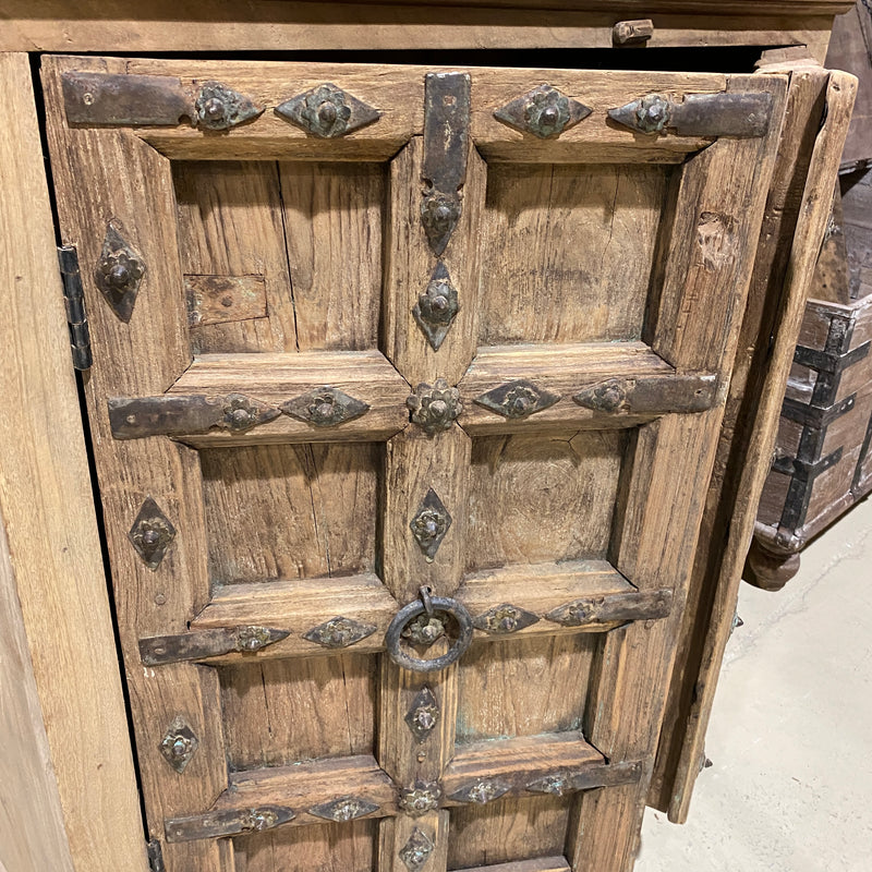 UPCYCLED INDIAN STUDDED DOOR CABINET | 2 DOORS (W110CM | H103CM.