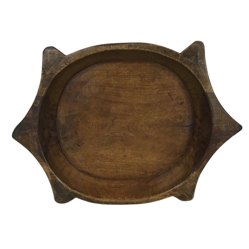 W50cm • Ø36.5cm | Vintage teak Indian hand carved dough bowl