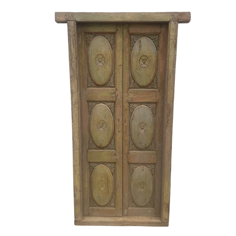 Vintage Indian Cabinet Doors & Frame