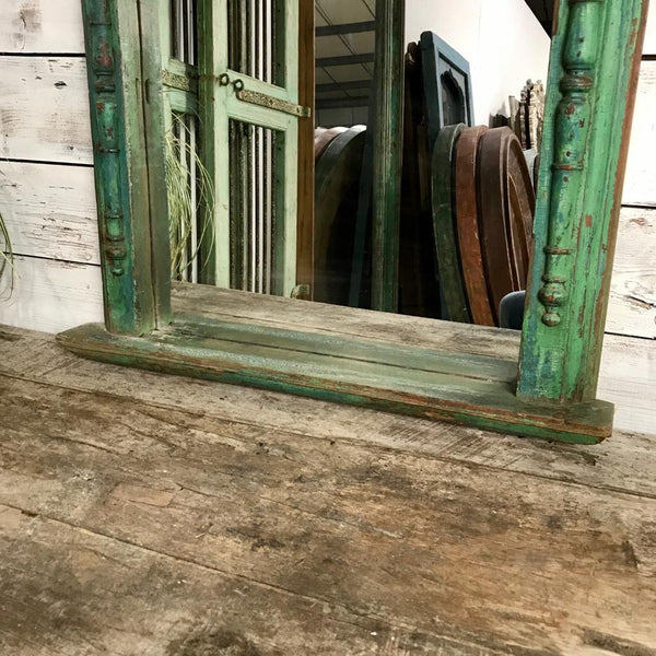 Anglo-Indian Green Mirror with tile (H87cm | W68cm)