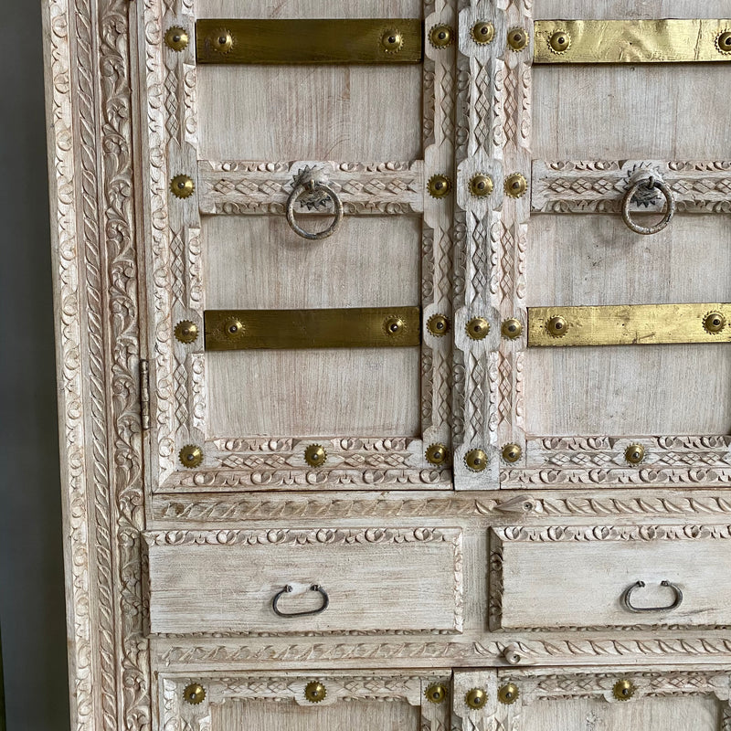HAND CARVED & STUDDED CUPBOARD CABINET (H190CM | W93CM)