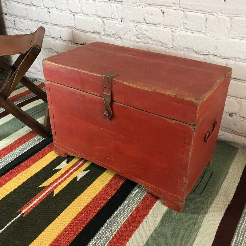 VINTAGE HAND PAINTED RED CHEST