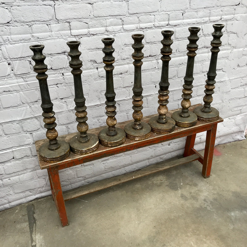 RUSTIC GREY INDIAN CANDLE STAND (H61CM | BASE17CM)